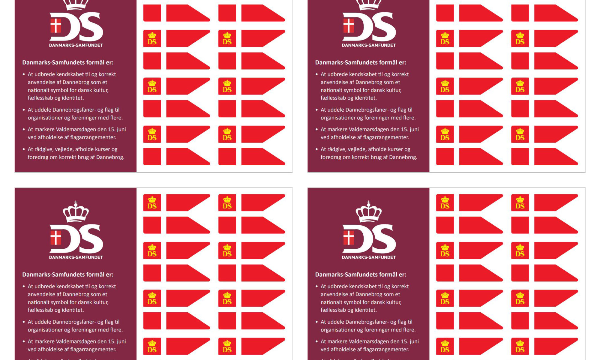 4 x Postkort med 8 Valdemarsflag